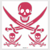 Sticker Crâne et épées de Crimson Drapeau pirate de Calico (Feuille)