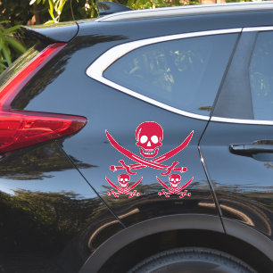 Sticker Crâne et épées de Crimson Drapeau pirate de Calico