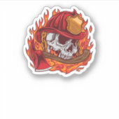 Sticker Crâne et flammes des pompiers (Devant)