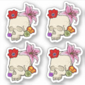 Sticker Crâne et flore (Devant)