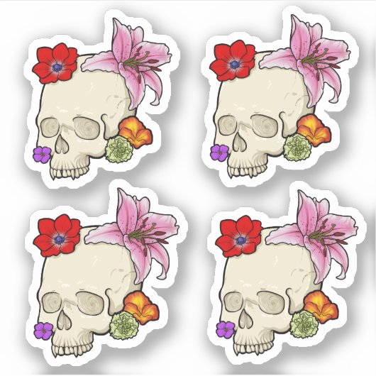 Sticker Crâne et flore (Devant)