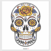 Sticker Crâne floral vif (Feuille)