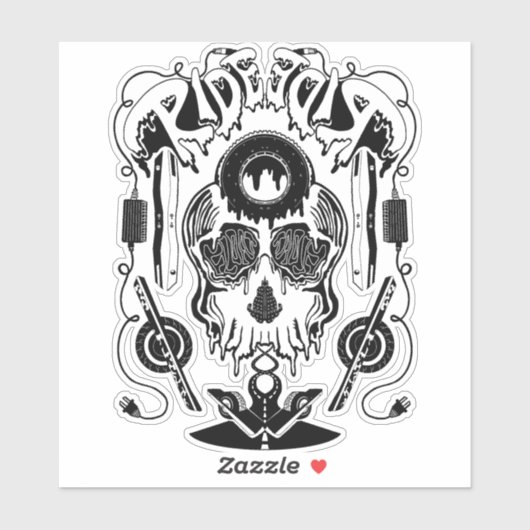 Sticker crâne fondu (Feuille)