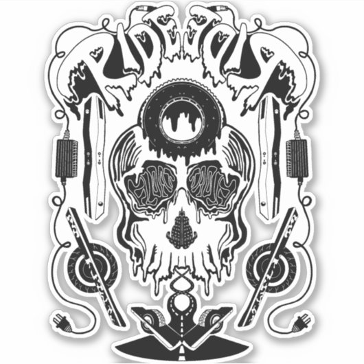 Sticker crâne fondu (Devant)