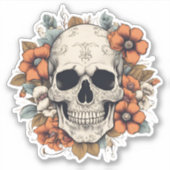 Sticker Crâne gothique aux fleurs étanche (Devant)