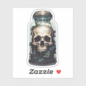 Sticker Crâne gothique Design floral pour noir, occulte et (Feuille)