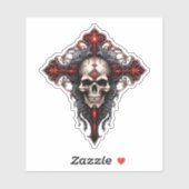 Sticker Crâne gothique et croix (Feuille)