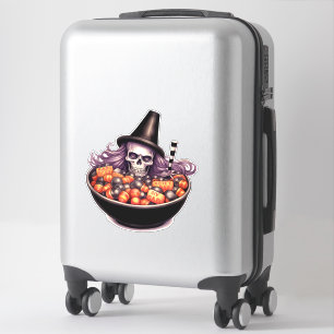 Sticker Crâne grincheux dans un bol à bonbons