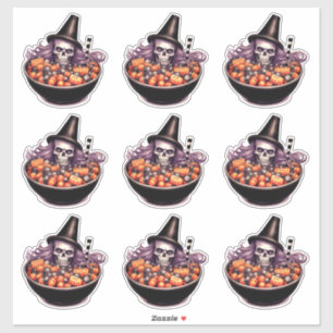 Sticker Crâne grincheux dans un bol de bonbons