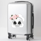 Sticker Crâne mignon avec Rose (Sur valise)