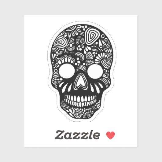 Sticker crâne noir et blanc (Feuille)