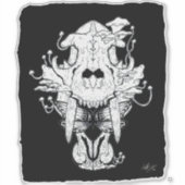 Sticker Crâne noir et blanc de tigre (Devant)