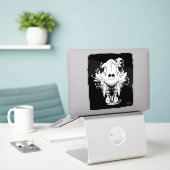 Sticker Crâne noir et blanc de tigre (Ordinateur portable sur le bureau)