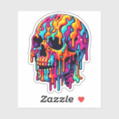 Sticker Crâne psychédélique dynamique (Feuille)
