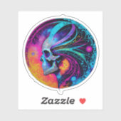 Sticker Crâne psychédélique et mane (Feuille)