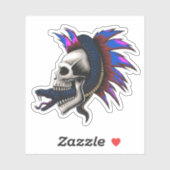 Sticker Crâne Punk Mohawk Mamba Snake Wrapling (Feuille)