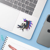Sticker Crâne Punk Mohawk Mamba Snake Wrapling (Ordinateur portable avec iPhone)
