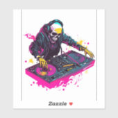 Sticker Crâne rave - EDM Party Skeleton DJ (Feuille)