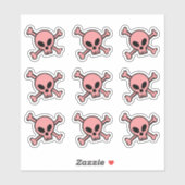 Sticker Crâne Rose Et Traverses (Feuille)