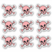 Sticker Crâne Rose Et Traverses (Devant)