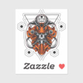 Sticker Crâne Samurai avec Motifs géométriques (Feuille)