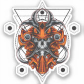 Sticker Crâne Samurai avec Motifs géométriques (Recto)
