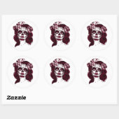 Sticker crâne sucre fille Jour blanc des morts (Feuille)