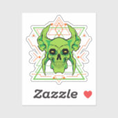 Sticker Crâne vert géométrique (Feuille)