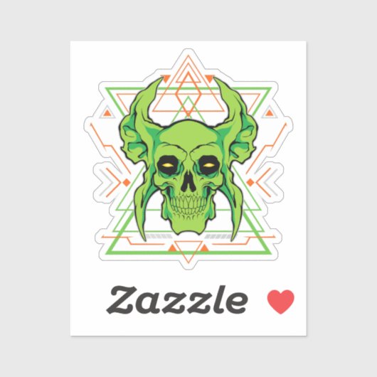 Sticker Crâne vert géométrique (Feuille)