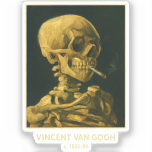 Sticker Crâne Vintage Fumeur – Unique Inspiré de Van Gogh 