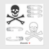 Sticker Crânes de goth de Punk Rock et poubelles de sécuri (Feuille)