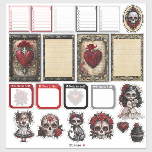Sticker Crânes de Sucre Dark Romance 3 (Feuille)