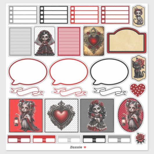 Sticker Crânes de Sucre Dark Romance 4 (Feuille)