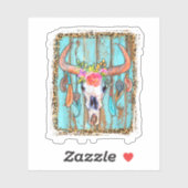 Sticker Crânes De Vache Pour Femmes Empreintes de léopard. (Feuille)