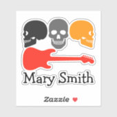 Sticker Crânes et guitare (Feuille)