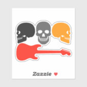 Sticker Crânes et guitare (Feuille)