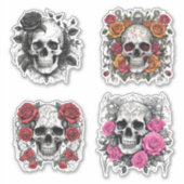 Sticker Crânes gothiques romantiques avec Roses étanches (Devant)