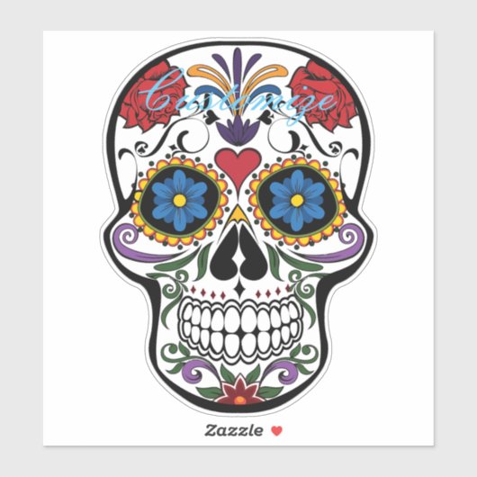 Sticker Crânes humains décorés Art Thunder_Cove (Feuille)