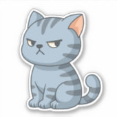 Sticker Cranky Grey Tabby Cat (Devant)