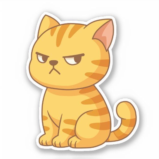 Sticker Cranky Orange Tabby Cat (Devant)