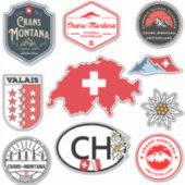 Sticker Crans-Montana, Suisse. Badges Extérieurs Iconiques (Devant)