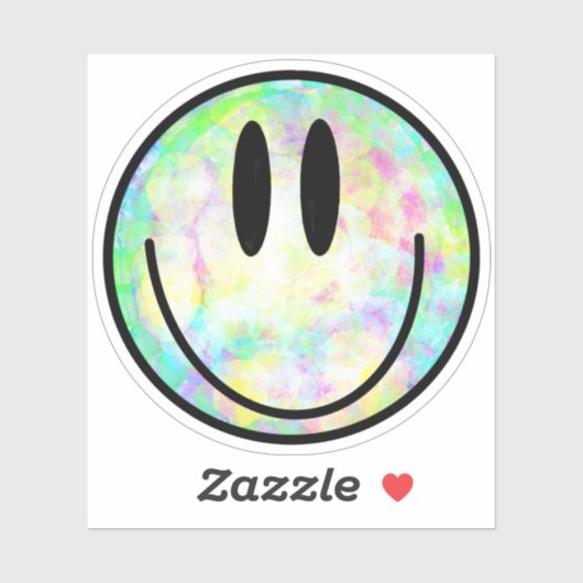 Sticker cravate arc-en-ciel visage heureux sourire hippie  (Feuille)
