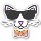 Sticker Cravate cool Hipster Cat Bow (Devant)