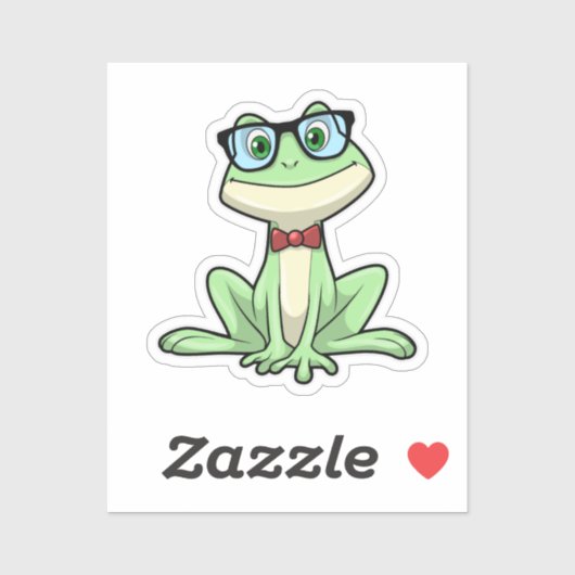 Sticker Cravate de lunettes pour étudiants Nerd grenouille (Feuille)