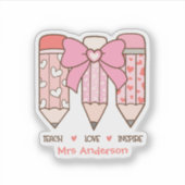 Sticker Crayon de professeur Saint-Valentin Coquette rose (Devant)