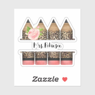 Sticker Crayon Empreinte de léopard enseignant personnalis