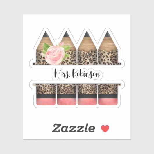 Sticker Crayon Empreinte de léopard enseignant personnalis (Feuille)