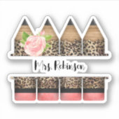 Sticker Crayon Empreinte de léopard enseignant personnalis (Devant)