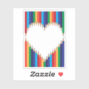 Sticker Crayons Arc-en-Ciel Forme d'Amour