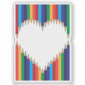Sticker Crayons Arc-en-Ciel Forme d'Amour (Devant)
